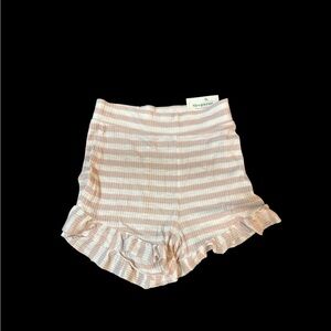 Aerie High Waist Striped Pink Ruffle Sleep Shorts